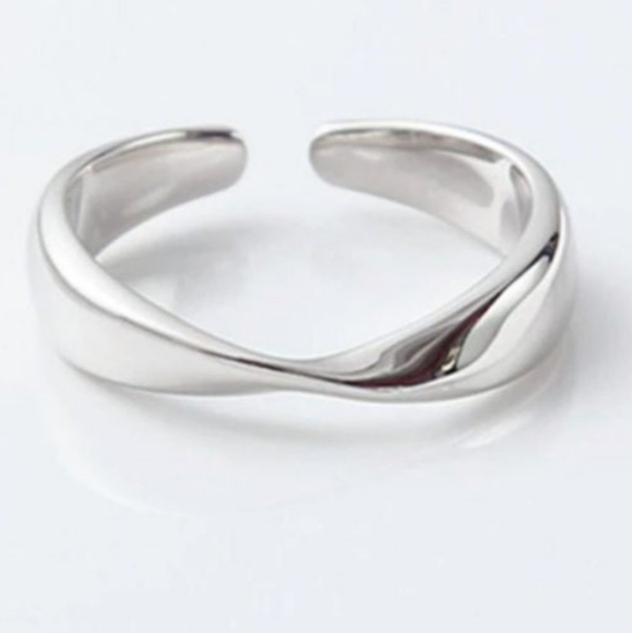 NEW Unisex 925 Sterling Silver Adjustable Wavy Band Ring - Picture 5 of 6